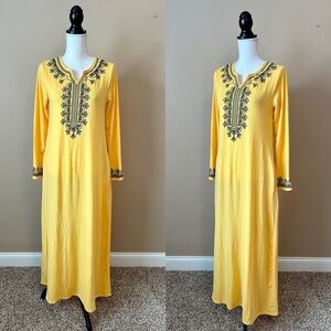 SUNNYME | Yellow Long Sleeve Embroidered Maxi Dress Sz S